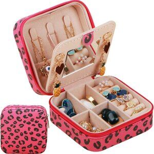 Small Travel Jewelry Case Organizer with Mirror,Mini Travel Essentials for Women